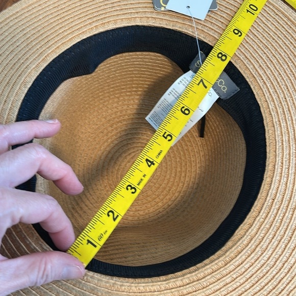 Style & Co Tan Straw Sun Floppy Beach Hat With  bow String tie Adjustable - Picture 10 of 10